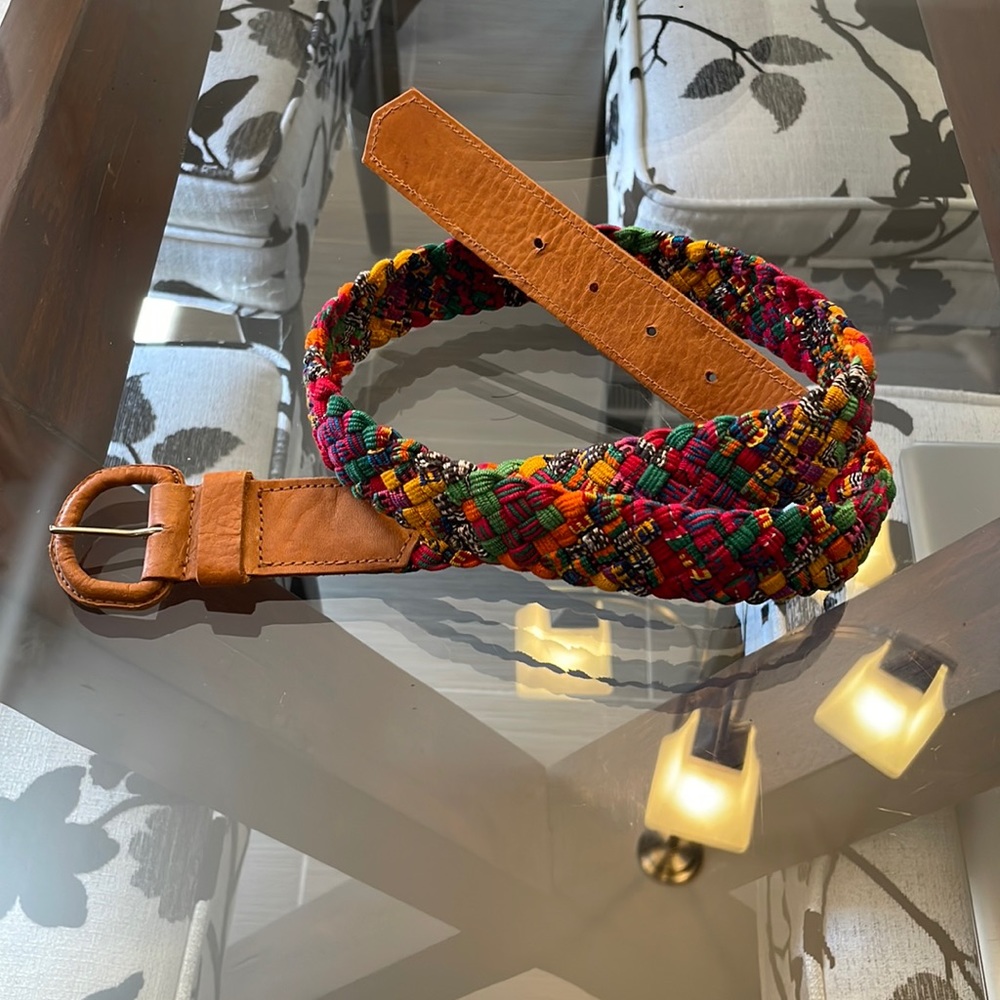 60s/70s/80s basketweave-patterned belt. Lots of color; very camp! REAL from 80s!